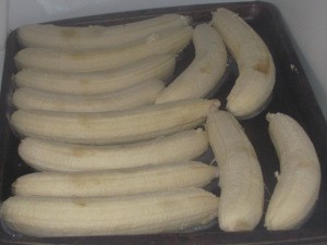 Ripened peeled bananas