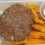 Stuffed Burger with Sweet Potato Fries