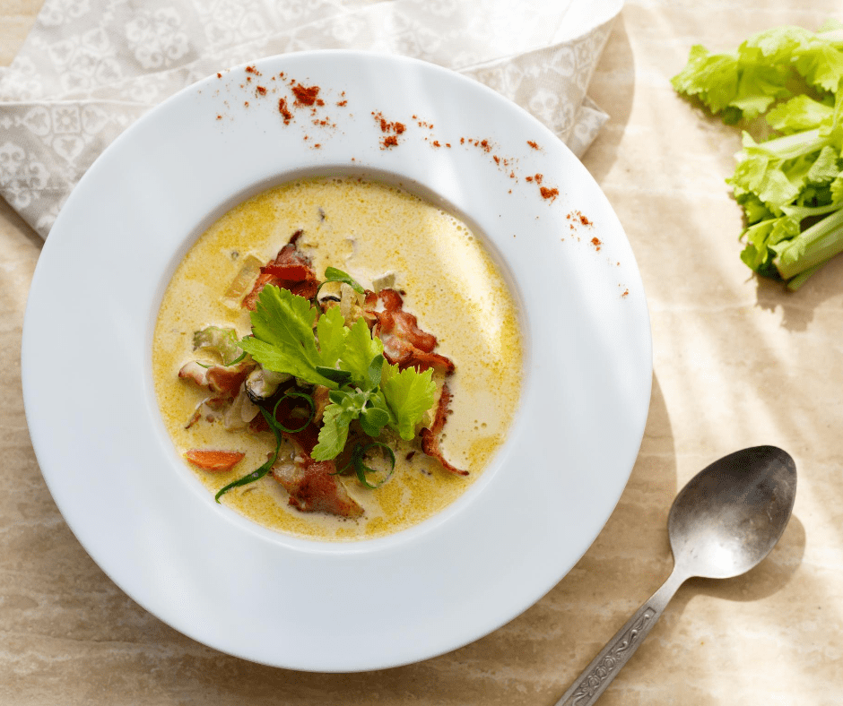 creamy vegetable and bacon soup